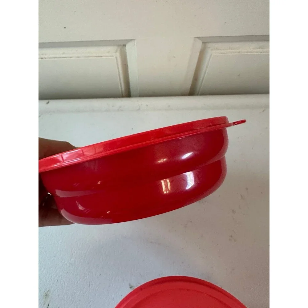 New Red Tupperware Food Drink Storage Bowls Containers Mix Lot 6 Piece Set